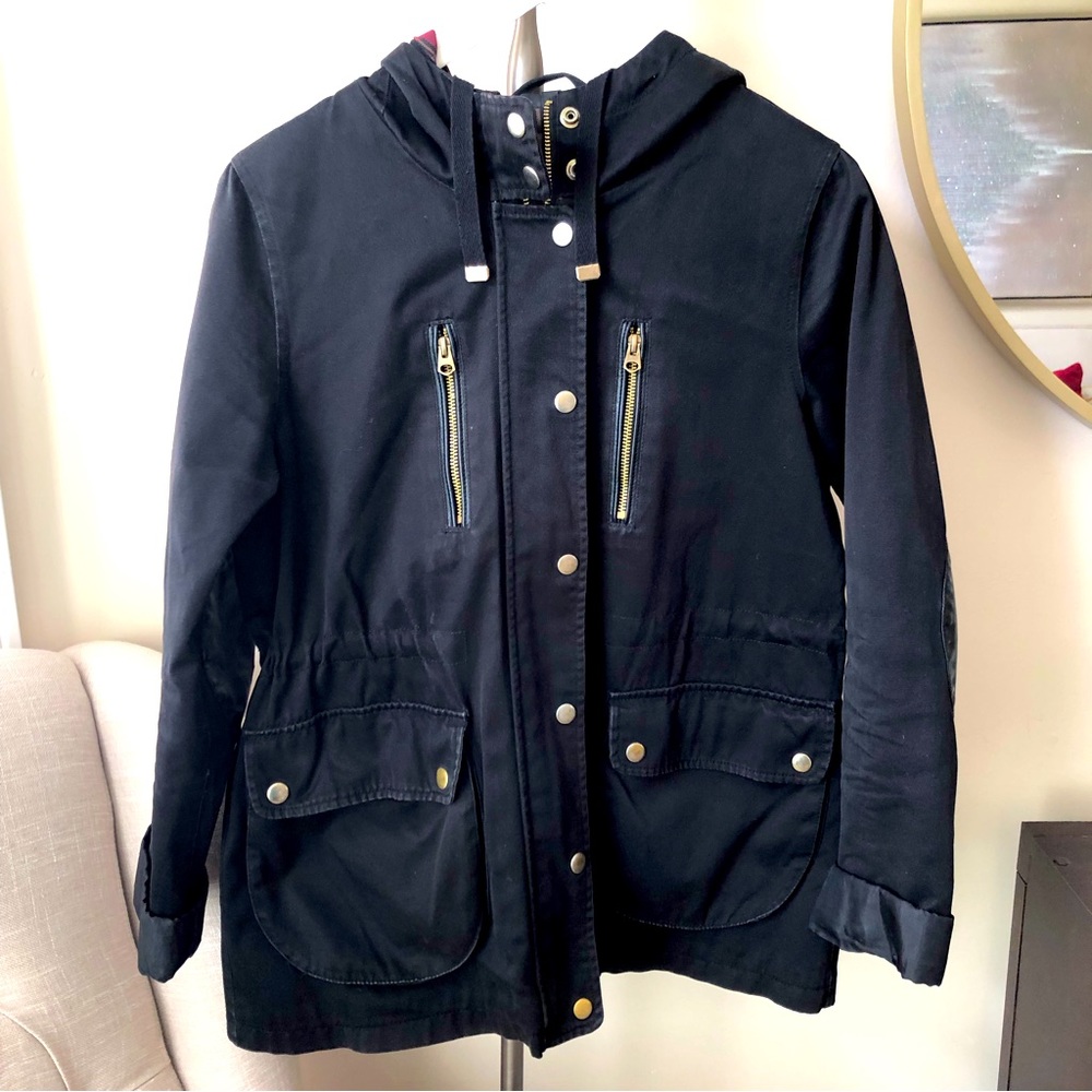 Topshop Sz 8 Black Spring Fall Light Jacket Outdoor Hiking Casual Coat Hooded